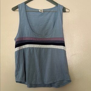 Camp Collection Blue Sleeveless Stripe Crop Tank Top Size L
